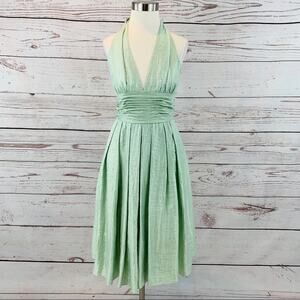 Adrianna Papell green halter neck sparkling dress